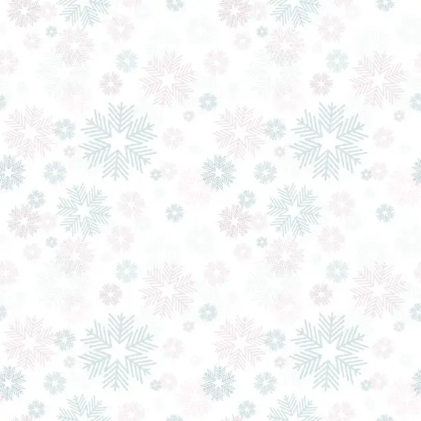 Vector illustration of Wonderful flue snowflakes pattern. Seamless Christmas background. Idea for textile, cards and wrapping papier.