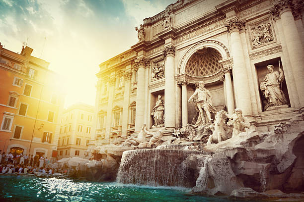 fontana di trevi - trevi fountain rome fountain monument - fotografias e filmes do acervo