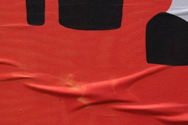 Blank red crumpled and creased paper poster texture background