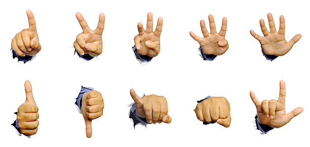 istock Set of hand break through paper 185583703