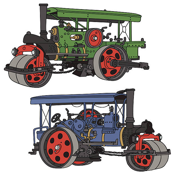 ilustrações, clipart, desenhos animados e ícones de estrada de montanha - road going steam engine