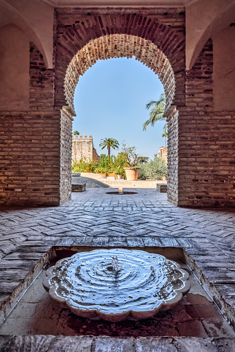 moorish fountain in ancient Alcazar in Jerez de la Frontera, Spain