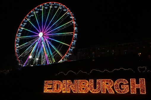 Edinburgh, 14 December 2023: Looking at the illuminated \