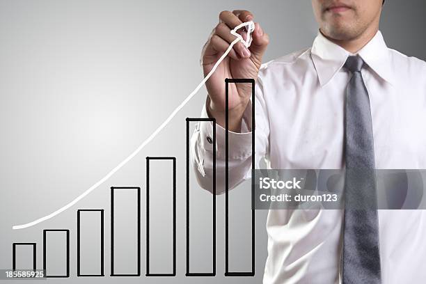 Male Hand Drawing A Chart Stock Photo - Download Image Now - Achievement, Adult, Aspirations