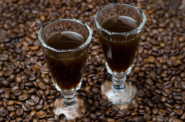 istock two shot glasses of coffee liqueur, selective focus 185586665