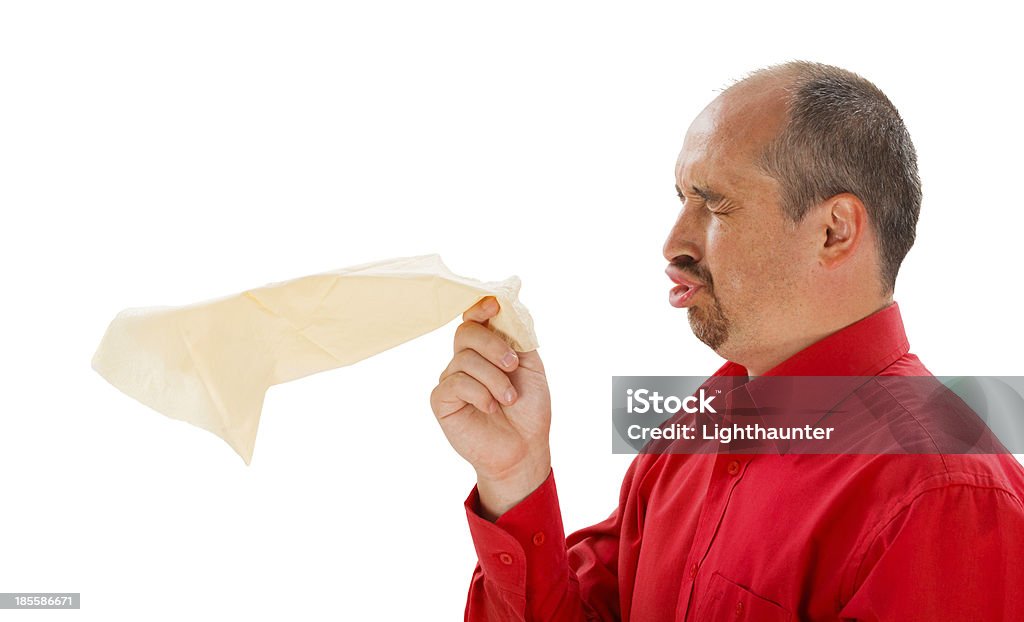 재채기 남자의 손수건 - 로열티 프리 감기와 독감 스톡 사진