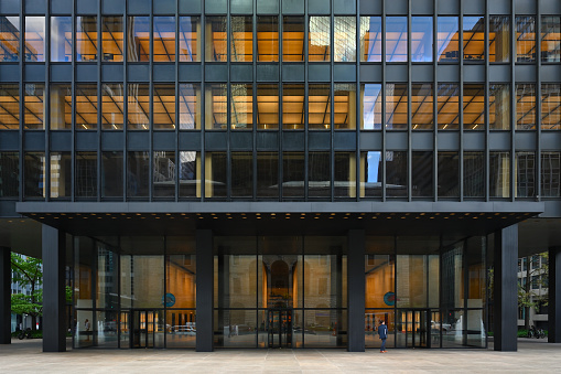 Entrance canopy to the Seagram building in Manhattan, New York, USA