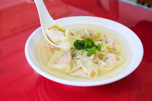 chinese snack of wonton soup,traditional breakfast.