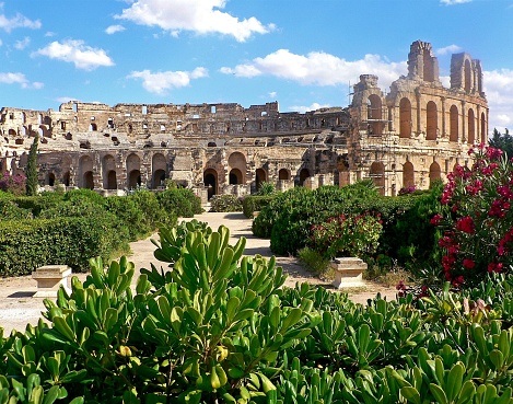 The Amphitheatre of El Jem is an oval amphitheatre in the modern-day city of El Djem, Tunisia, formerly Thysdrus