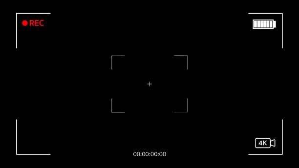 istock Square Frame Easy simple to use footage alpha of video recording camera screen with 4K resolution. Horizontal Screen Camera Screen Recording Video Animation on Black Background. Element viewfinder 1855949000