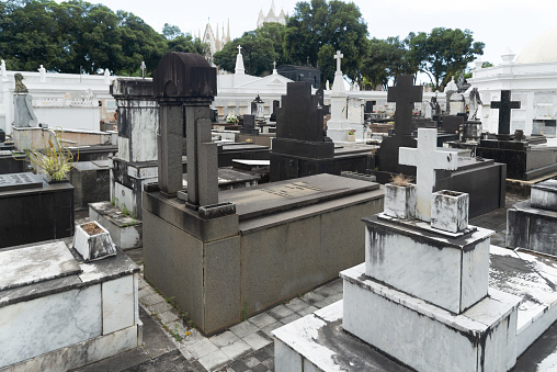 Salvador, Bahia, Brazil - November 02, 2023: View of the Campo Santo cemetery in the city of Salvador, Bahia.