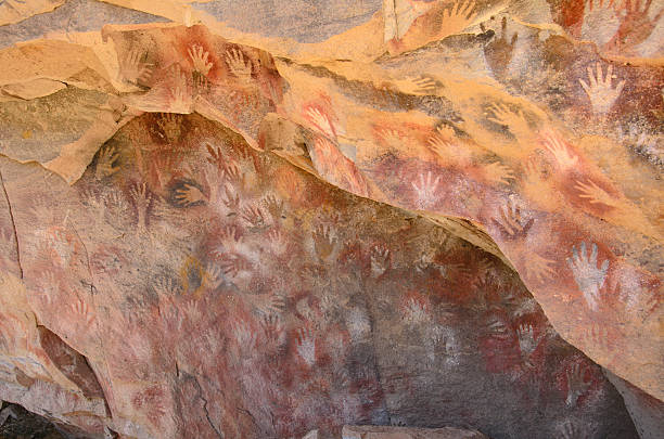 Reproduction of prähistoric rock paintings Cave de Niaux France Pyrenäen