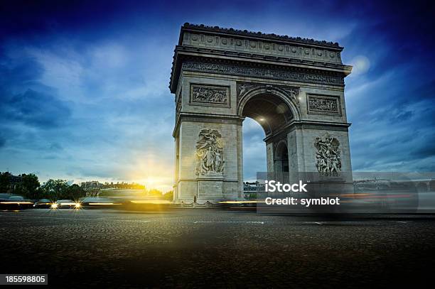 Arc De Triomphe At Night Stock Photo - Download Image Now - Arc de Triomphe - Paris, France, Triumphal Arch