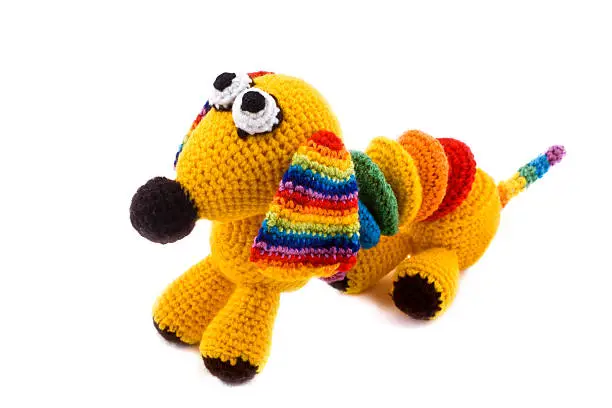 knitted toy-dog ready for be a present.