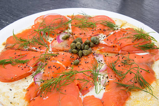 istock Smoked Salmon Pizza Closeup 185601587