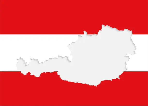 Vector illustration of Vector map Austria made flag, Europe country