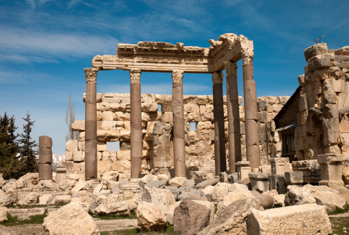 Ruins of a temple at the old roman city of Baalbek, Lebanon