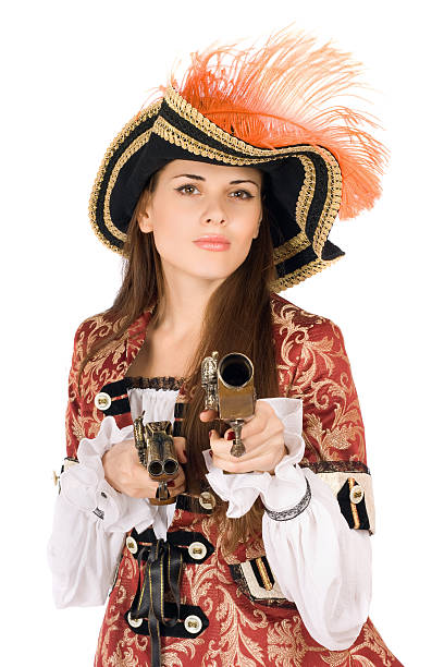 istock Charming young woman with guns 185606274