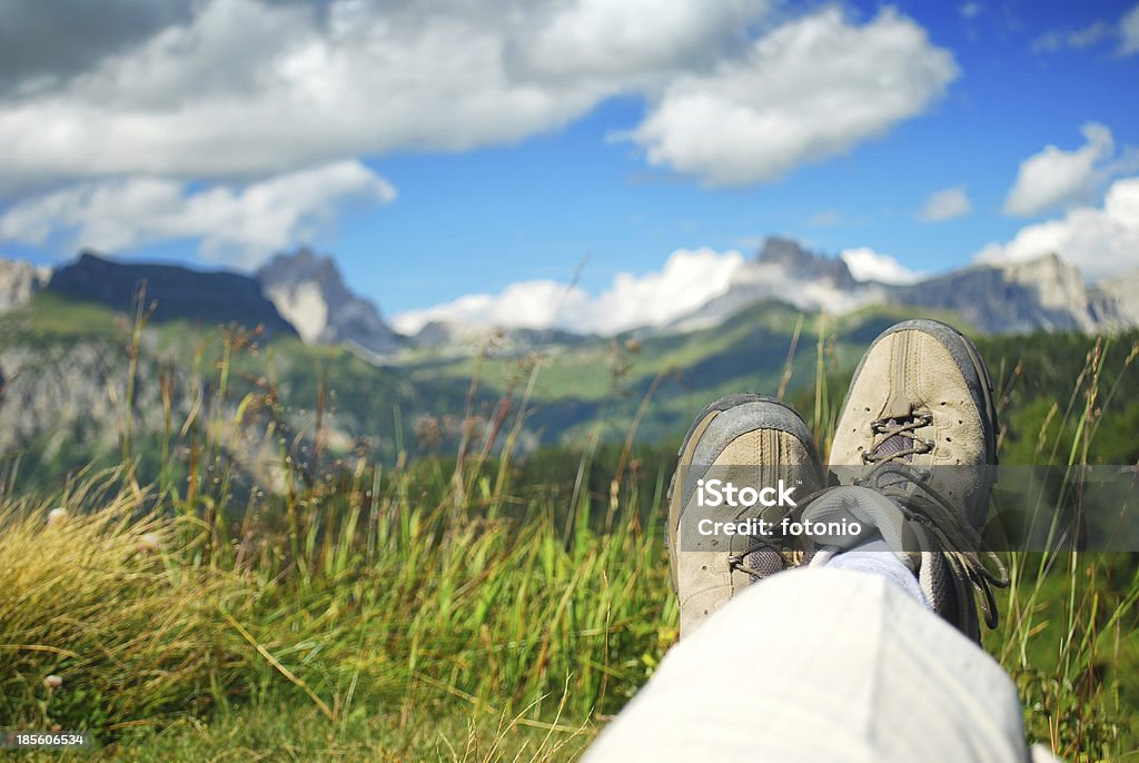 Hombre relajante en un prado alpino - Foto de stock de Adulto libre de derechos