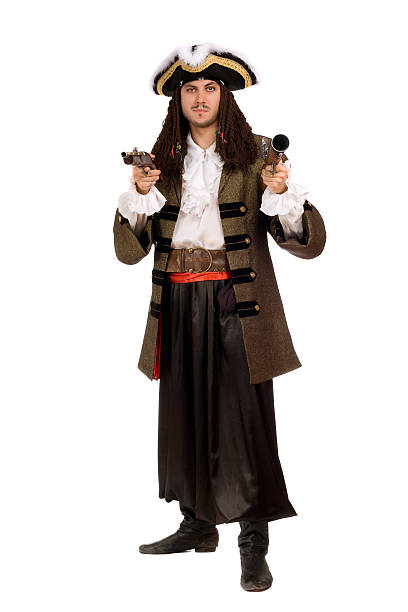 istock Young man in a pirate costume with pistol 185607617