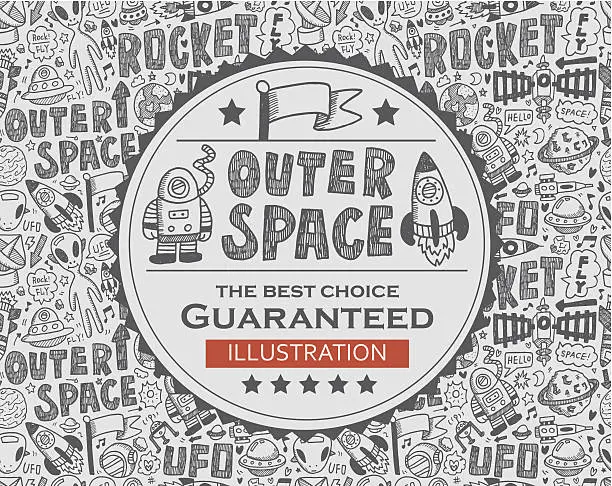 Vector illustration of outer space doodle background