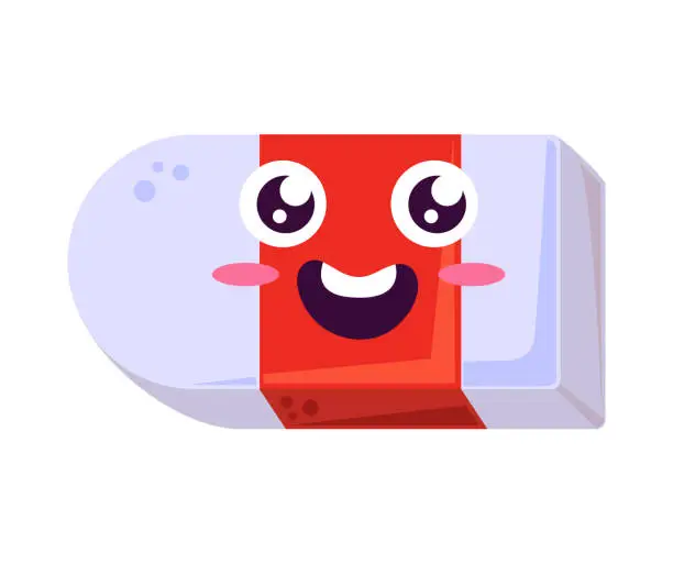 Vector illustration of kawaii school eraser