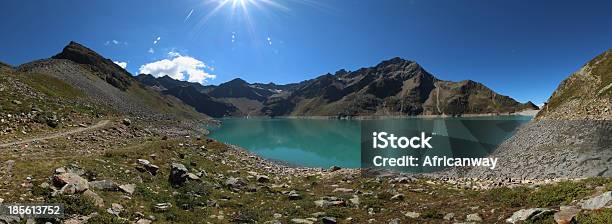 Panorama Della Diga Lago Speicher Finstertal Kühtai Alto Adige Austria - Fotografie stock e altre immagini di Acqua