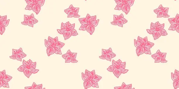 Vector illustration of Cute simple seamless pattern with decorative flowers.  Vector hand drawn abstract floral. Template for  design, fabric, interior decor, textile, fashion, wallpaper, surface design