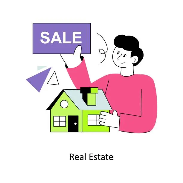 Vector illustration of Real Estate Flat Style Design Vector illustration. Stock illustration