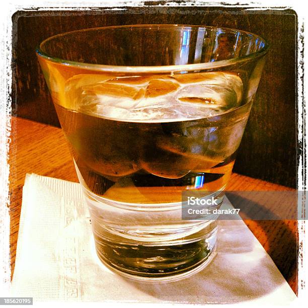 Glass Of Ice Water On A Cocktail Napkin Stock Photo - Download Image Now - Alcohol - Drink, Auto Post Production Filter, Bar - Drink Establishment