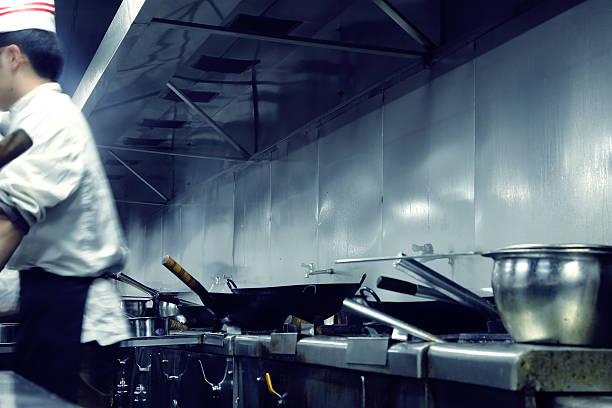 motion chefs of a restaurant kitchen