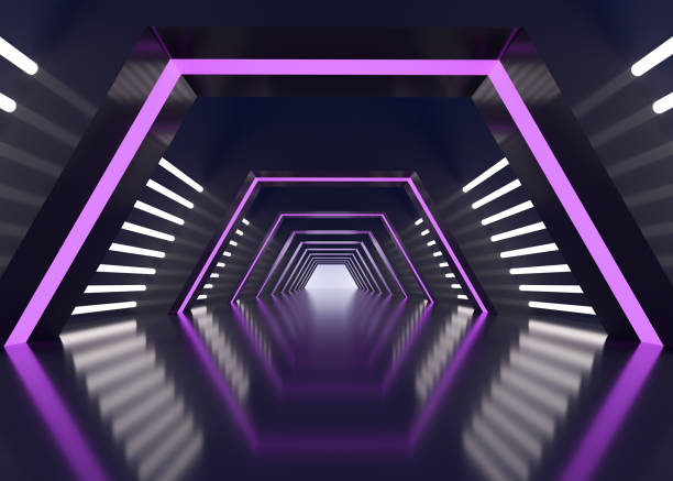istock Abstract Futuristic Geometric Neon Light Background 1856223457