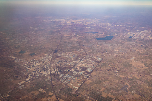 Aerial view of Gladewater, Texas and surrounding landscape.