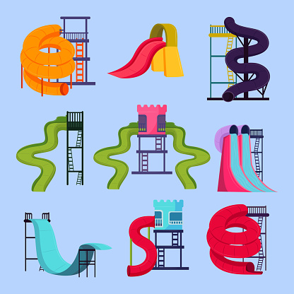 icons set of water slides park