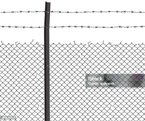 Колючая Проволока — стоковая векторная графика и другие изображения на тему Забор - Забор, Колючая проволока, Забор из сетки-рабицы