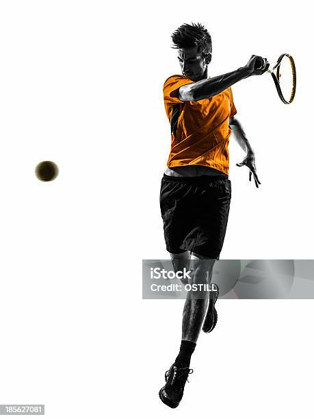 Linea Tennis Uomo - Fotografie stock e altre immagini di Tennis - Tennis, Sagoma - Controluce, Adulto
