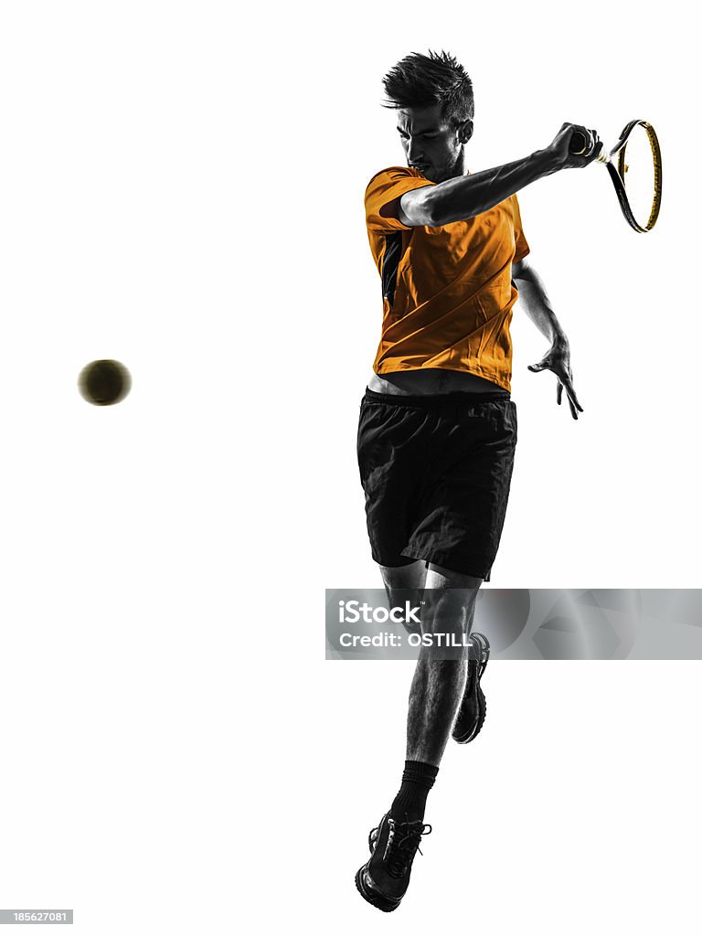 Silhueta de homem de Jogador de ténis - Royalty-free Ténis - Desporto com Raqueta Foto de stock