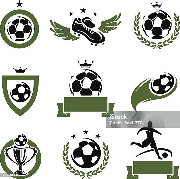 Soccer Labels And Icons Set Vector Stock Illustration - Download Image Now - Activity, Badge, Competition
