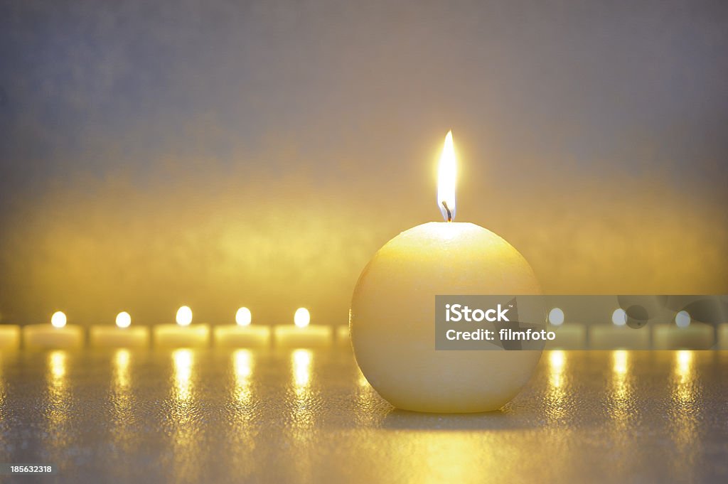 Japan ZEN garden Japanese ZEN garden with line of candle lights Alternative Therapy Stock Photo