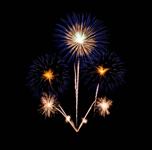 Colorful fireworks sparkling on night sky celebration