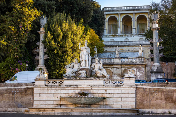 la fontana della dea roma in piazza del popolo a roma - fontana della dea roma foto e immagini stock