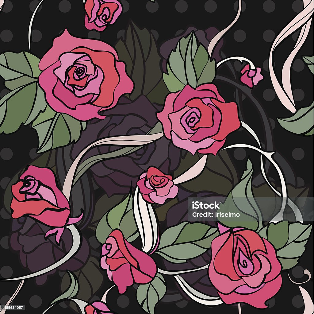 Illustration de motif sans couture avec les roses - clipart vectoriel de Arbre en fleurs libre de droits