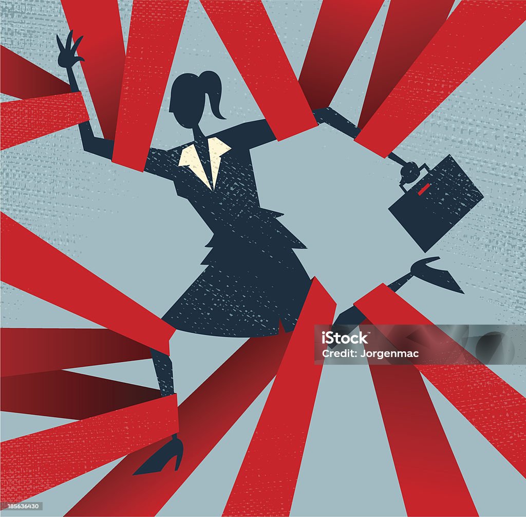 Abstract Businesswoman caught in Red Tape. Vector illustration of Retro styled Abstract Businesswoman caught up in bureaucratic red tape. Hi-res Jpeg, PNG and PDF files included. Employment And Labor stock vector Abstract Businesswoman caught in Red Tape. Vector illustration of Retro styled Abstract Businesswoman caught up in bureaucratic red tape. Hi-res Jpeg, PNG and PDF files included. Employment And Labor stock vector