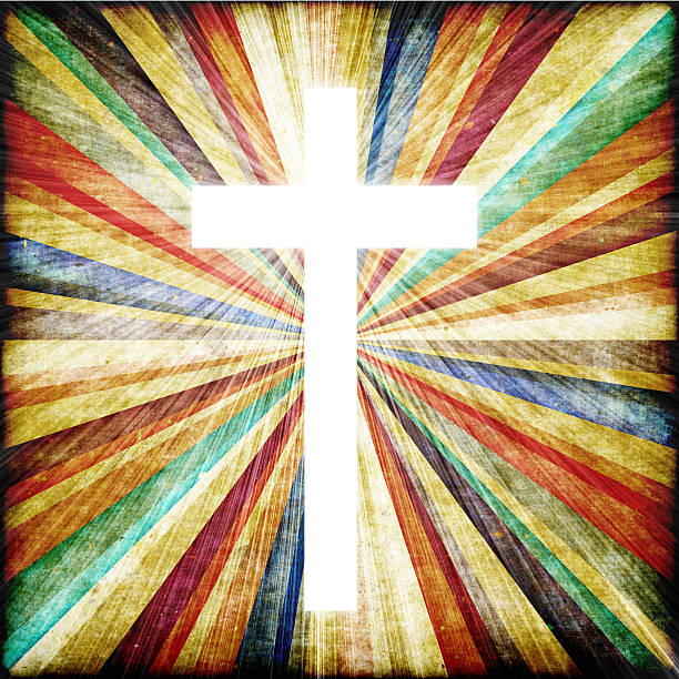 Cross with light shafts. Faith symbol.