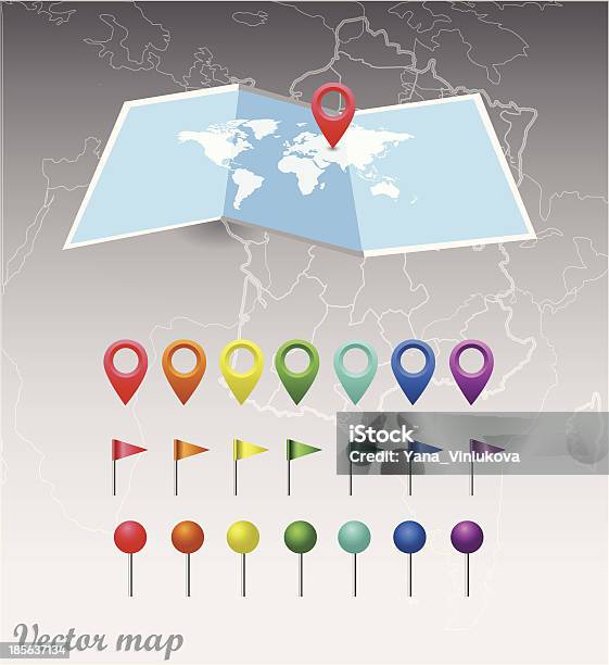 Ilustración de Vector Map Of The World Y Navegación De Iconos Contactos y más Vectores Libres de Derechos de Arreglar