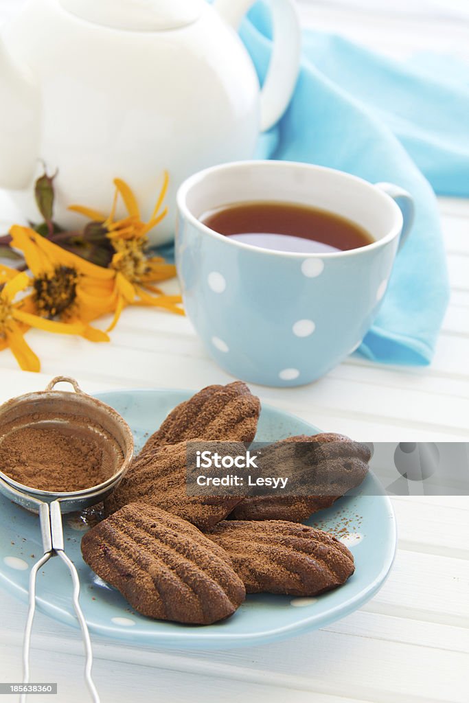 Chocolate cakes madeleines. Baked Pastry Item Stock Photo