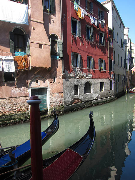 Idyllic secondary canal in Venice. stock photo