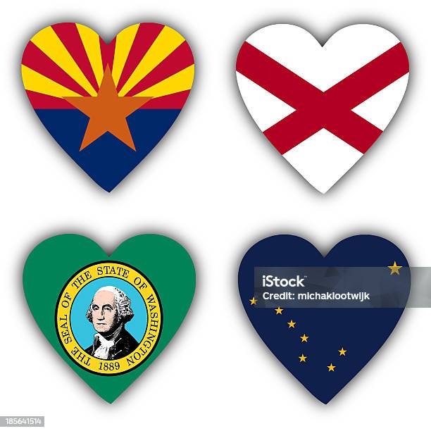 Flags In The Shape Of A Heart Us States Stock Photo - Download Image Now - Alabama - US State, Alabama State Flag, Alaska - US State