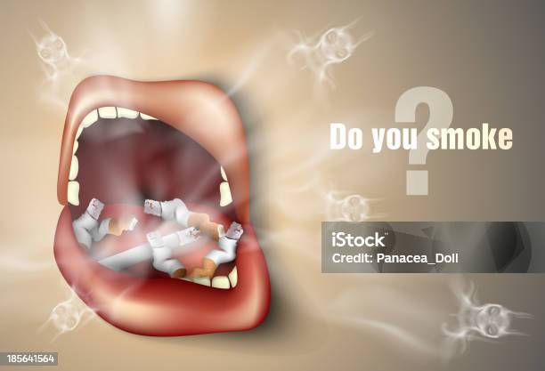 Mit Zigarette Im Mund Stock Vektor Art und mehr Bilder von Krebs - Tumor - Krebs - Tumor, Tabakpflanze, Tabakwaren