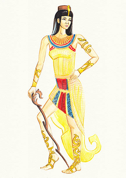 illustrazioni stock, clip art, cartoni animati e icone di tendenza di egitto con letto queen size - cleopatra pharaoh ancient egyptian culture women